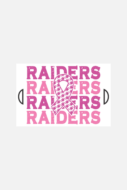 Team name and breast cancer awareness month rectangle chant signs in pink
